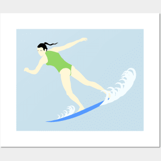 Surfing Brunette Posters and Art